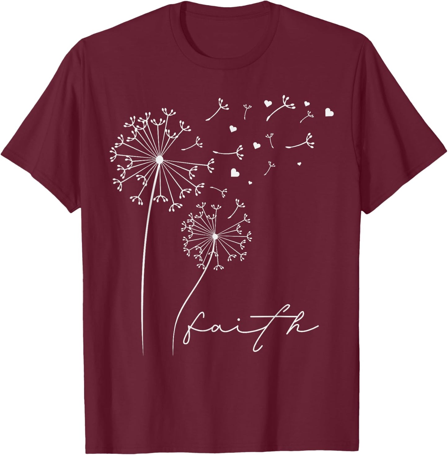 Faith Dandelion Spring Themed Christian Nature , black T-Shirt - T-Shirt | Maroon