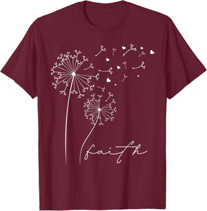 Faith Dandelion Spring Themed Christian Nature , black T-Shirt - T-Shirt | Maroon