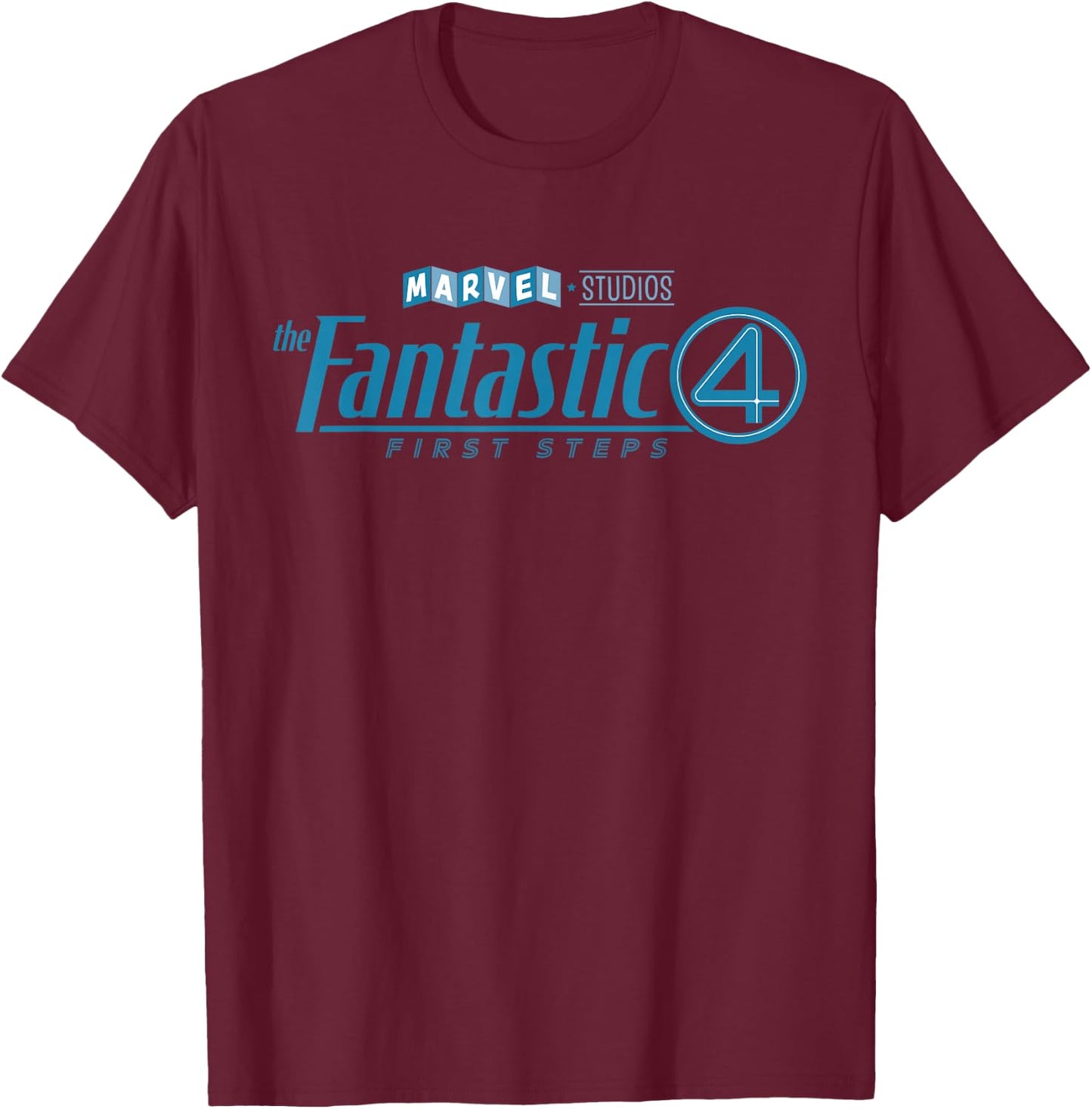 Marvel Studios The Fantastic Four: First Steps Movie Logo , Black, S T-Shirt - T-Shirt | Maroon