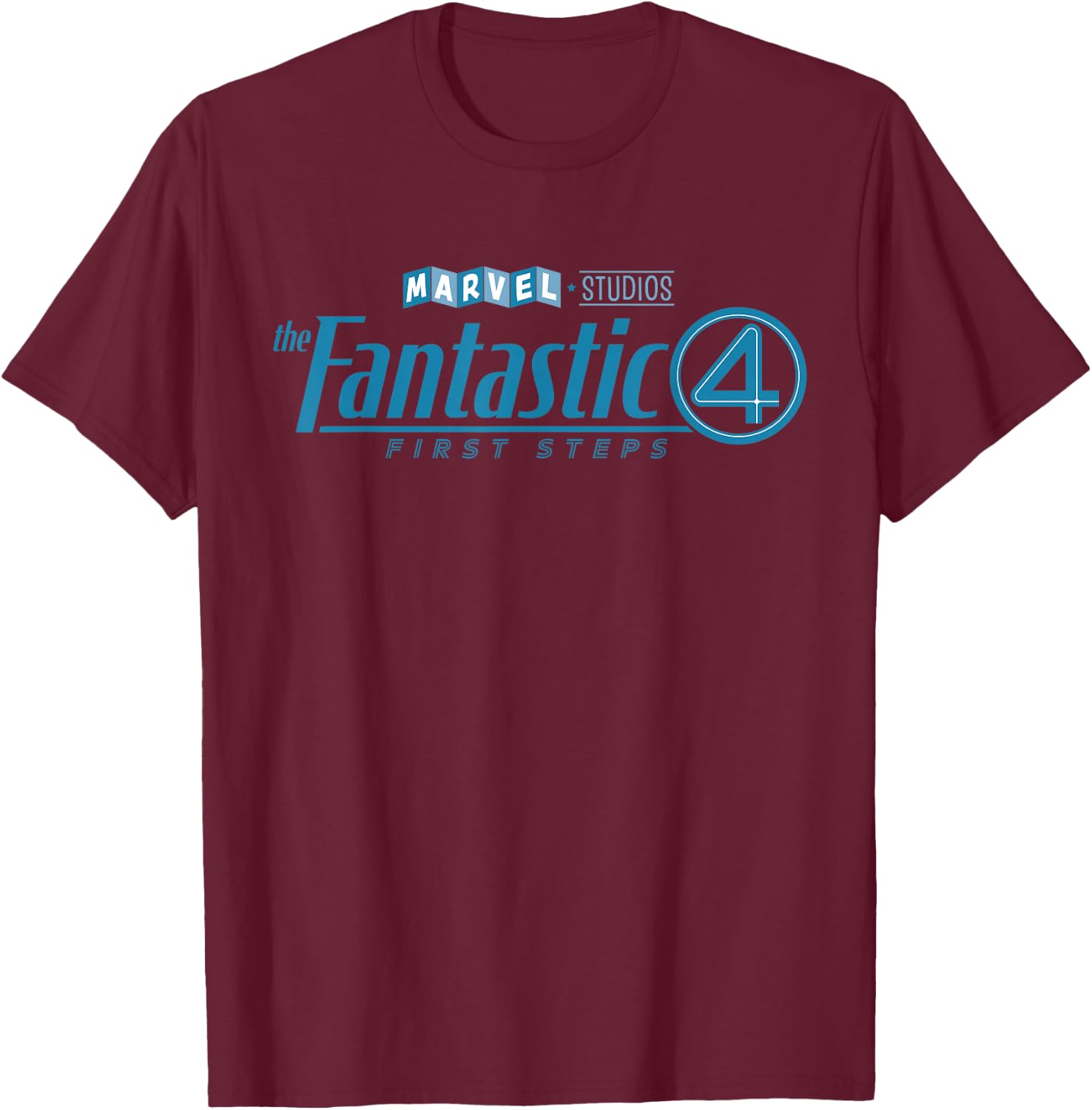 Marvel Studios The Fantastic Four: First Steps Movie Logo , Black, S T-Shirt - T-Shirt | Maroon