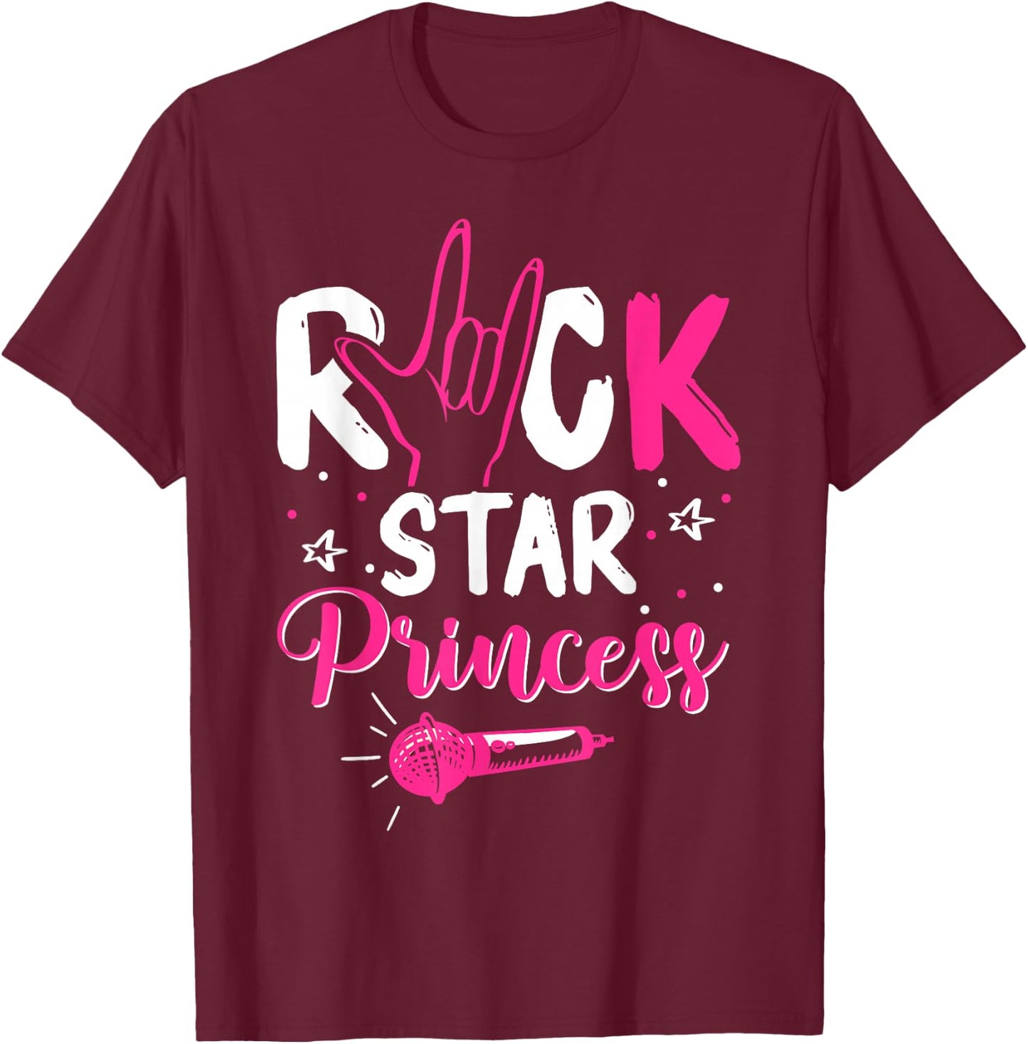 Women's Rockstar Birthday Girl Rock Star Princess Party Music , black T-Shirt - T-Shirt | Maroon