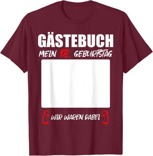 Gästebuch 18. Geburtstag Unterschriften Party T-Shirt - T-Shirt | Maroon