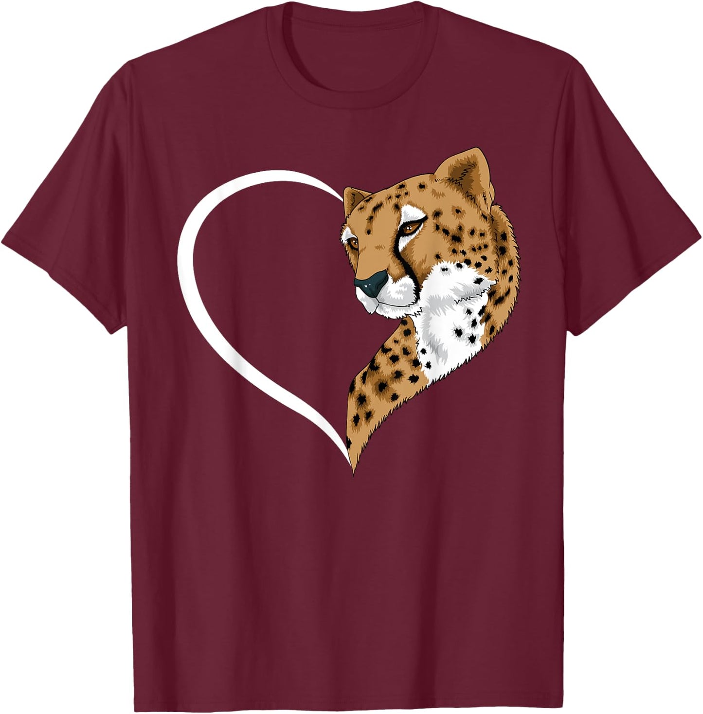 Cheetah Shirts Girls Kids Heart Cute Cheetah T-Shirt - T-Shirt | Maroon
