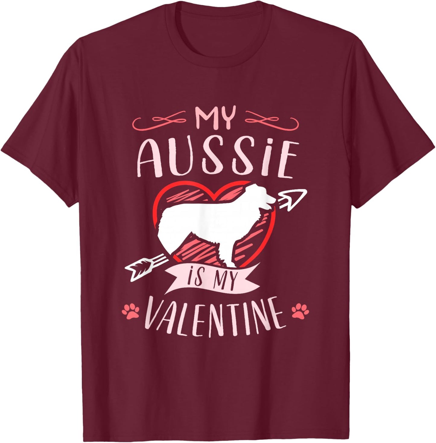 Valentine's day - Australian shepherd Dog Valentine T-Shirt - T-Shirt | Maroon