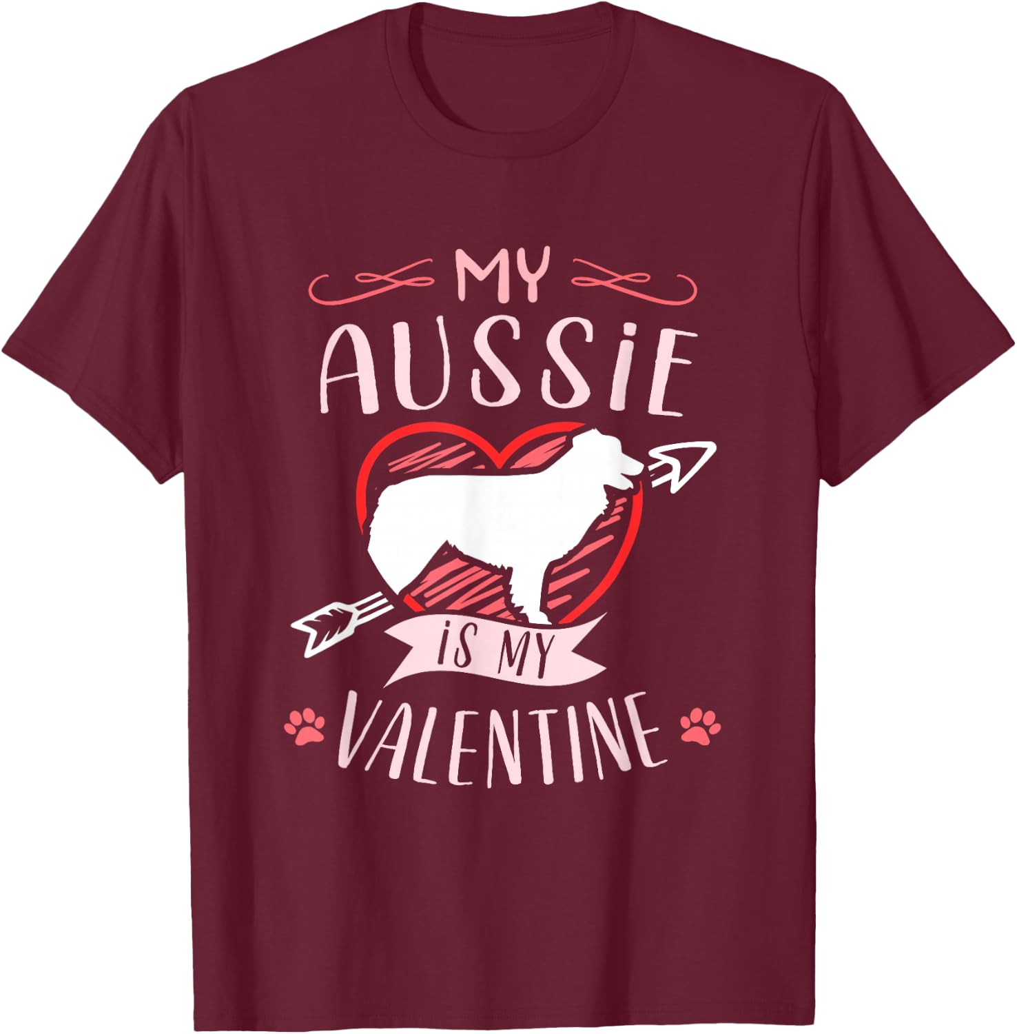 Valentine's day - Australian shepherd Dog Valentine T-Shirt - T-Shirt | Maroon