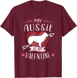 Valentine's day - Australian shepherd Dog Valentine T-Shirt - T-Shirt | Maroon