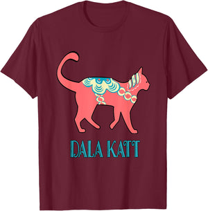 Swedish Dala Cat Dalecarlian Horse Kitty Katt Cat Nordic T-Shirt - T-Shirt | Maroon