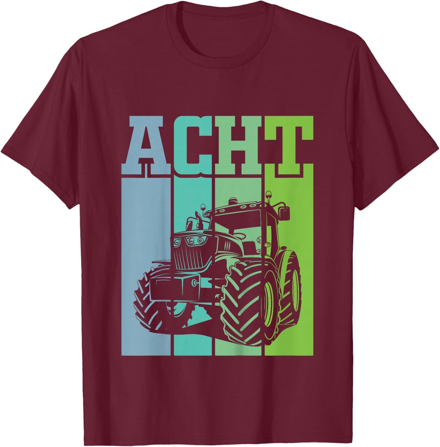 Children's Birthday 8 Years 8th Birthday Tractor , black T-Shirt - T-Shirt | Maroon