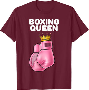 Boxing Queen | Women's Boxing | Girls Boxer Boxing , black T-Shirt - T-Shirt | Maroon