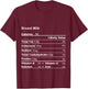 Funny Breast Milk Thanksgiving Nutritional Fact T-Shirt - T-Shirt | Maroon
