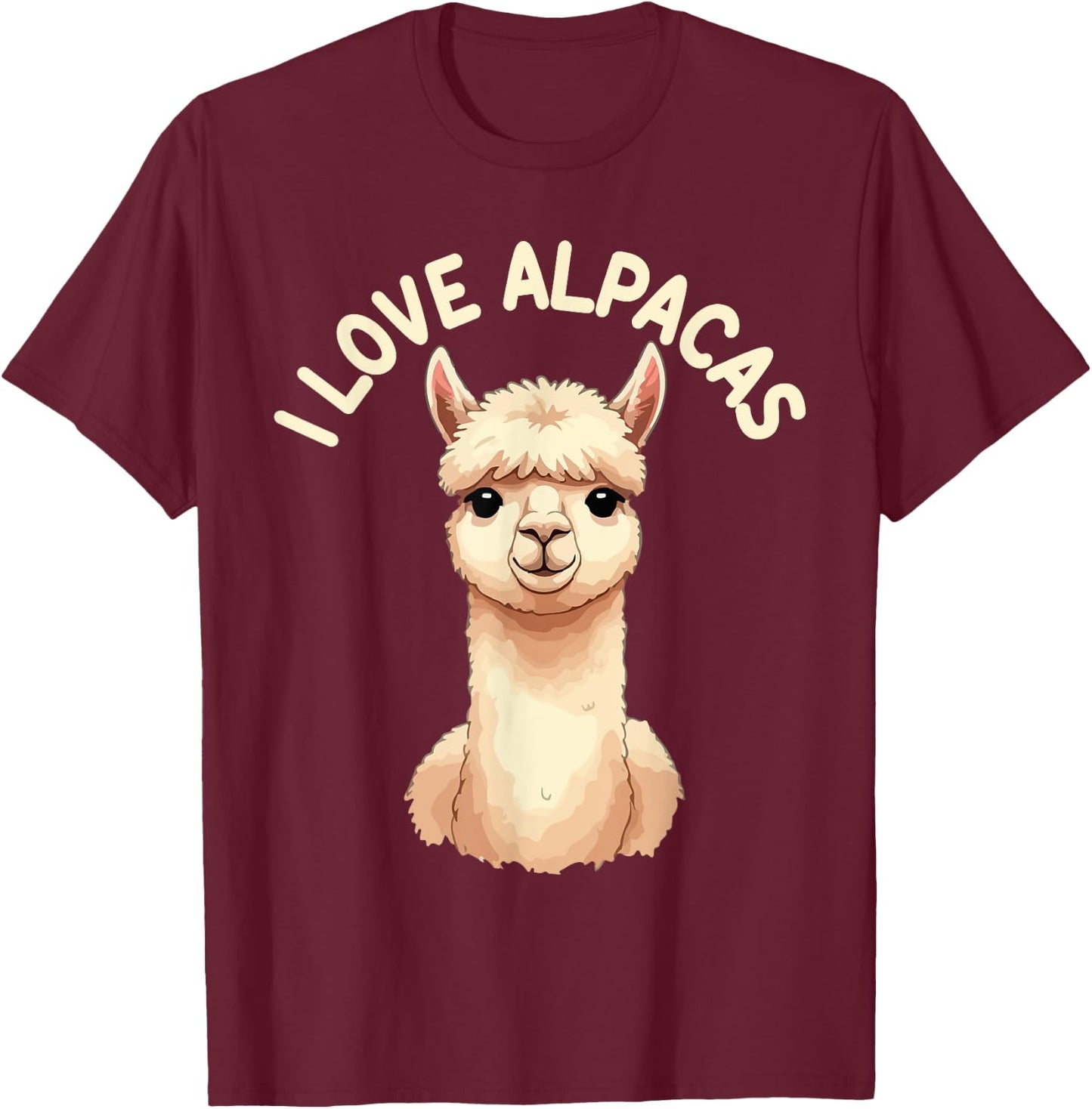 I Love Alpacas - Funny Alpaca T-Shirt - T-Shirt | Maroon