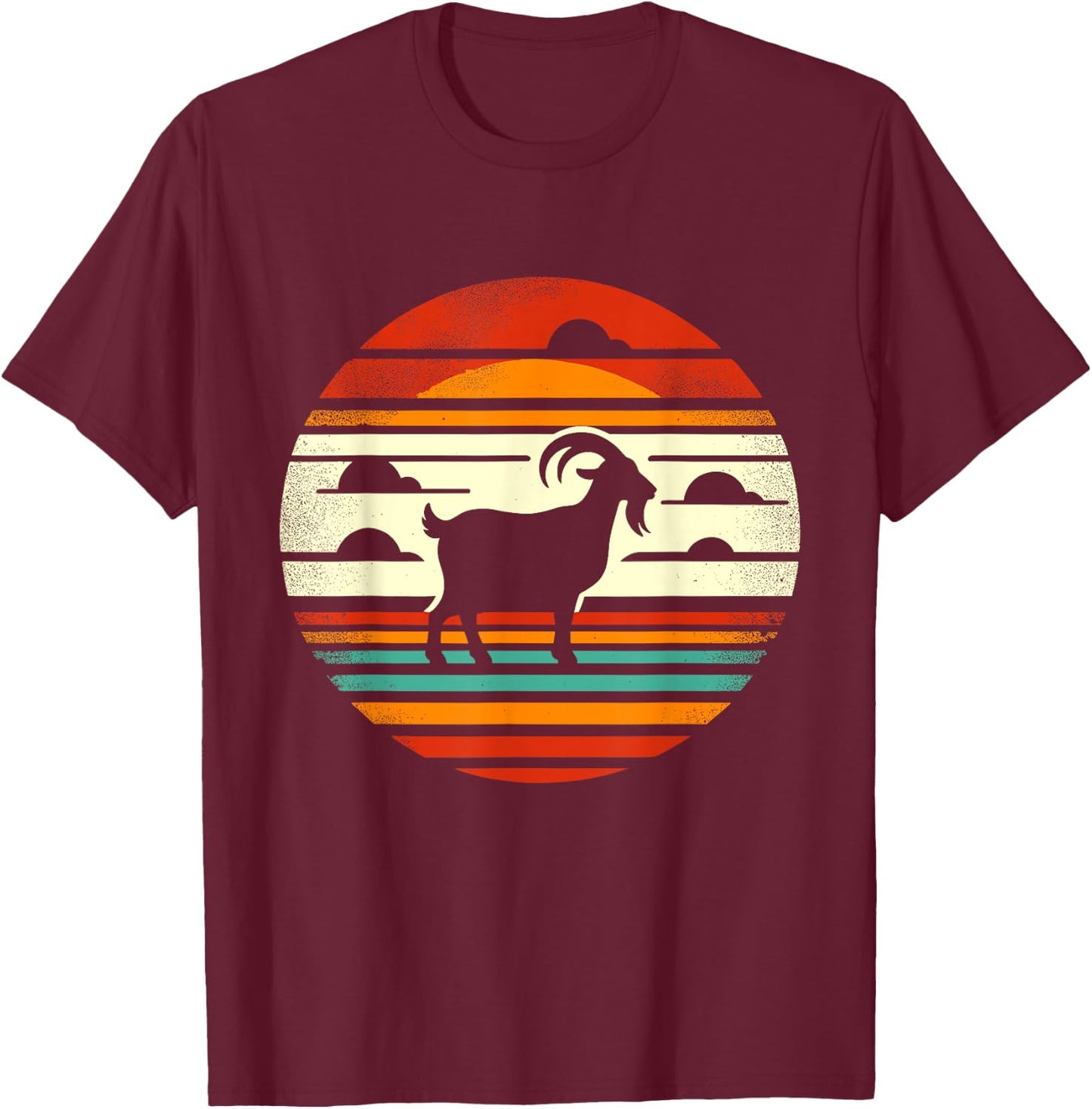 Retro Sunset Goat T-Shirt - T-Shirt | Maroon