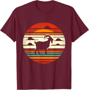 Retro Sunset Goat T-Shirt - T-Shirt | Maroon