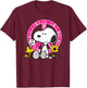 Peanuts Snoopy Woodstock Peace Shield , black T-Shirt - T-Shirt | Maroon