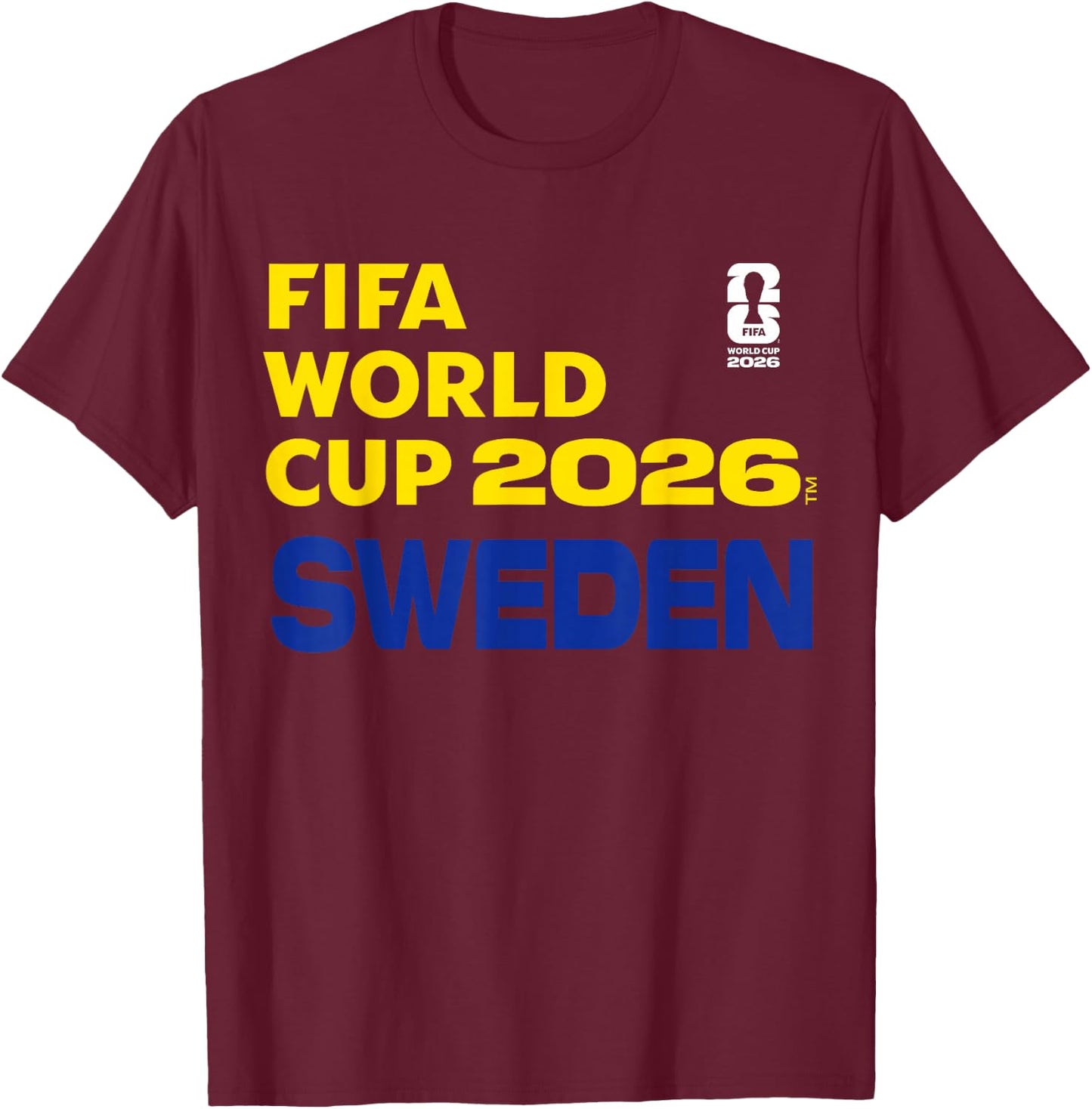 FIFA World CUP26 Sweden Block Letters T-Shirt - T-Shirt | Maroon