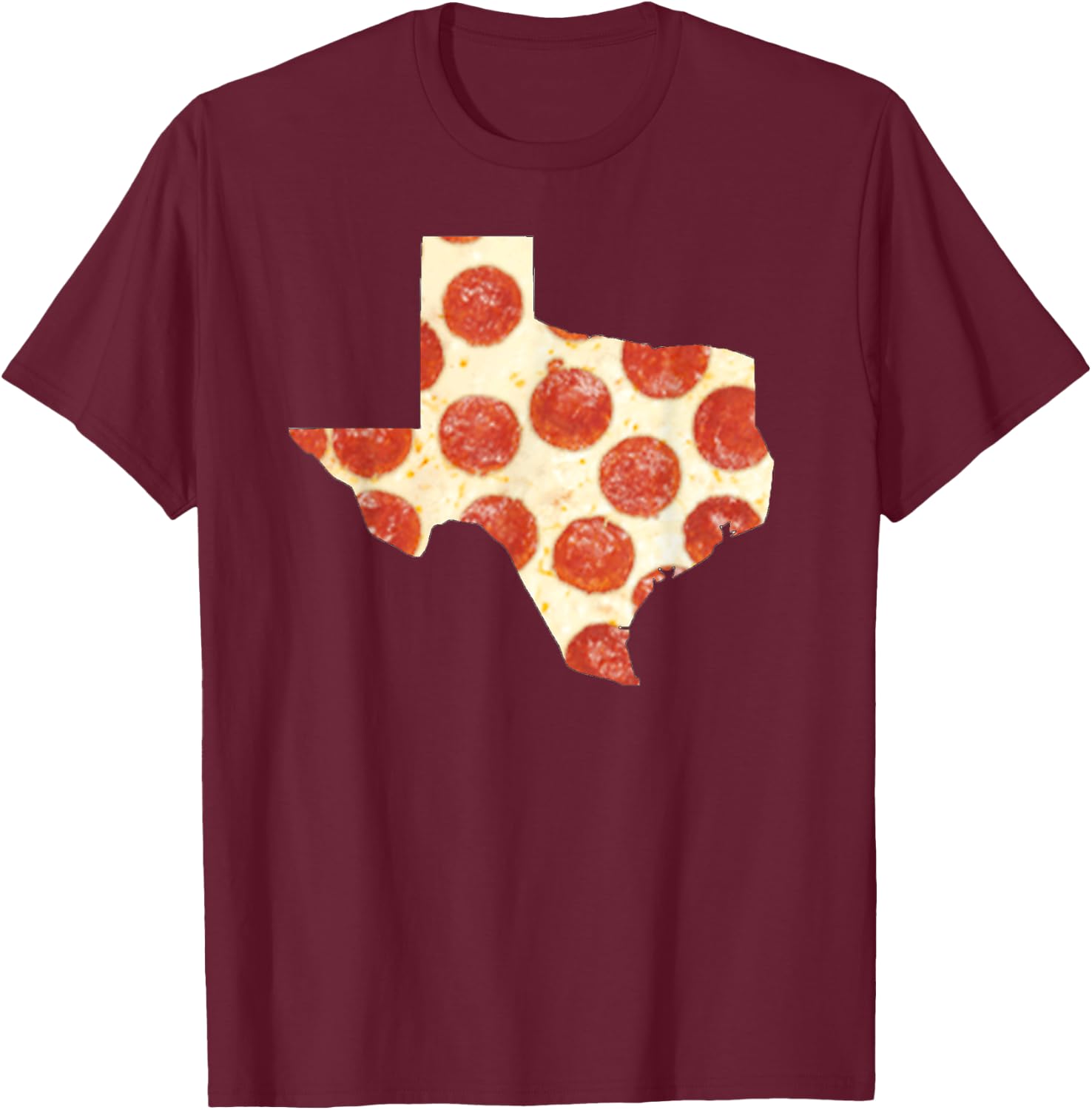 Texas Pizza Shirt Pepperoni Pizza State T-Shirt - T-Shirt | Maroon
