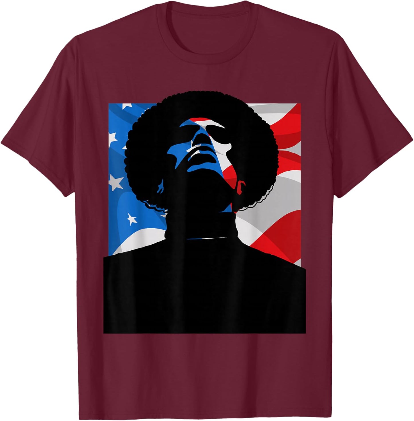 Black Power Panther Party Afro1966 American Flag T-Shirt - T-Shirt | Maroon