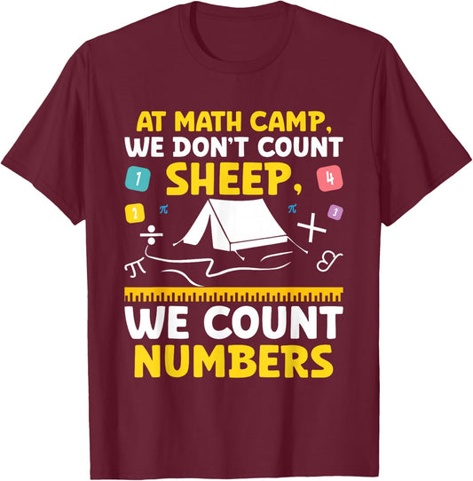 Math Camp Math Camper Mathematician Camping Mathematics T-Shirt - T-Shirt | Maroon