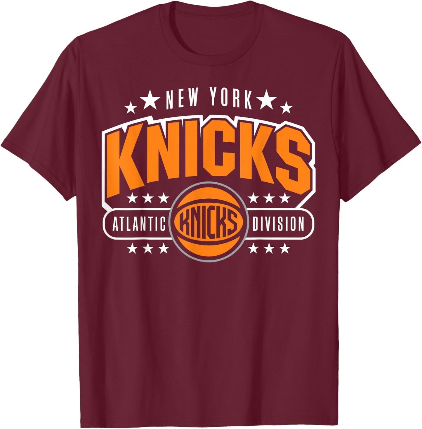 NBA - New York Knicks gewölbte Atlantic Division T-Shirt - T-Shirt | Maroon