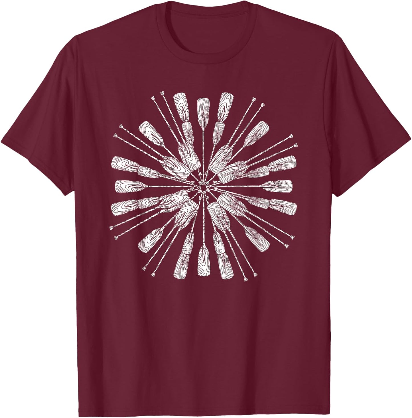 Oar Mandala - Kayak Canoe & Boating Art Design T-Shirt - T-Shirt | Maroon