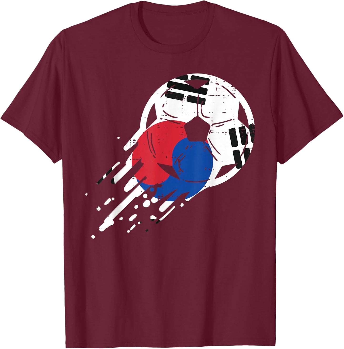 South Korea Flag Soccer Ball Football Fan Men Women Kids T-Shirt - T-Shirt | Maroon