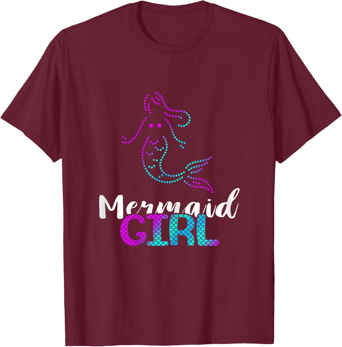Aqua Mermaid Girl Clamshell Sea Creature Mermaid Love T-Shirt - T-Shirt | Maroon