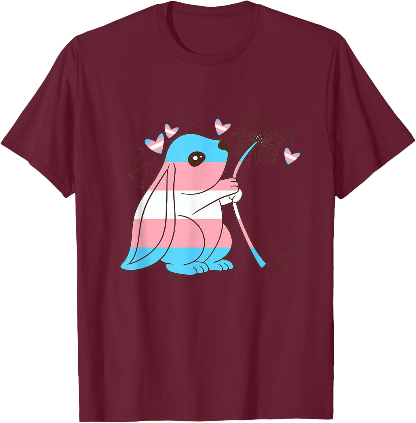 Transgender Bunny Dandelion Transsexual Transgender Pride T-Shirt - T-Shirt | Maroon