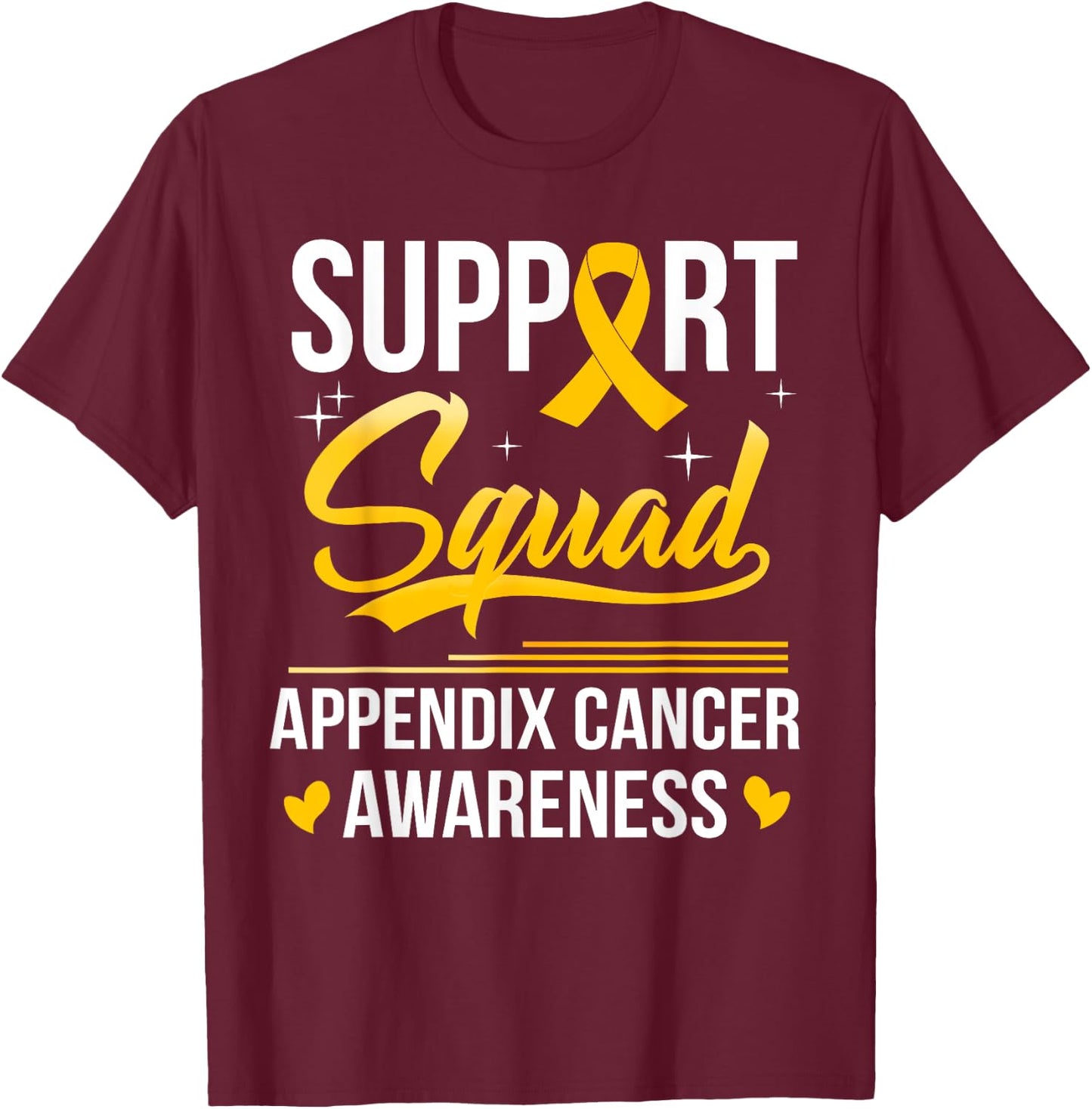 Support Squad Appendix Cancer Awareness amber Men Women T-Shirt - T-Shirt | Maroon