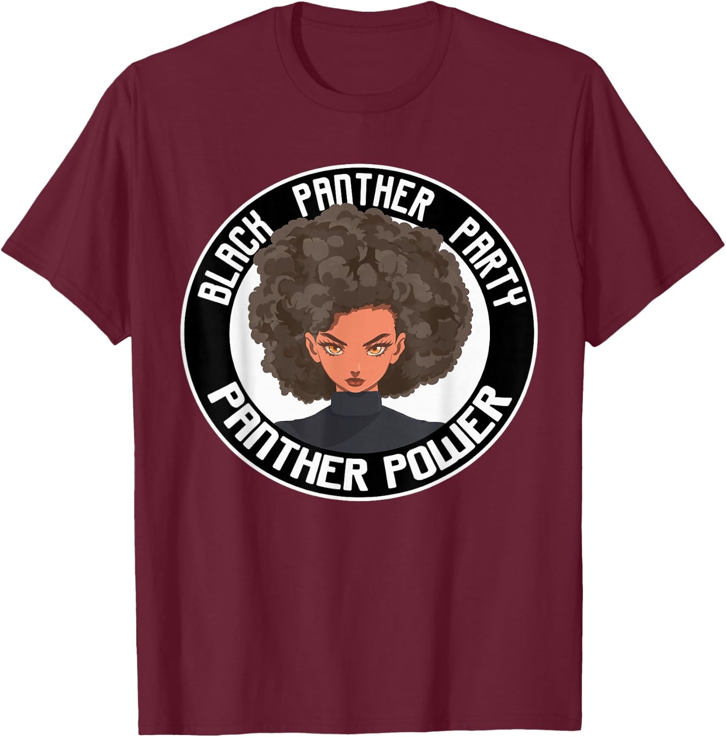 Black Power Panther Party Afro Hair 1966 Logo Vintage T-Shirt - T-Shirt | Maroon