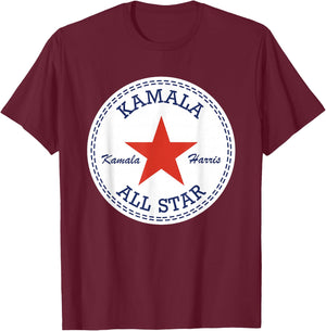 Kamala Harris Converse Logo Election Supporter Shoes , Black, S T-Shirt - T-Shirt | Maroon