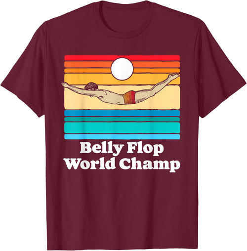 Belly Flop Champion Funny 80s Vintage Diving Swimmer Graphic