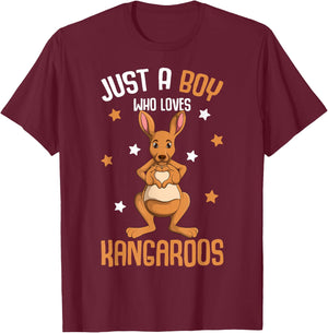 Just a Boy who loves Kangaroos Kids Boys Kangaroo T-Shirt - T-Shirt | Maroon