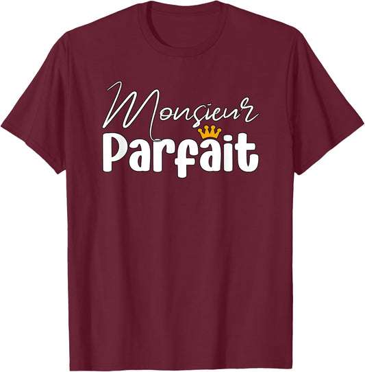 Mr Perfect Man Perfect Couple Funny , Black, S T-Shirt - T-Shirt | Maroon