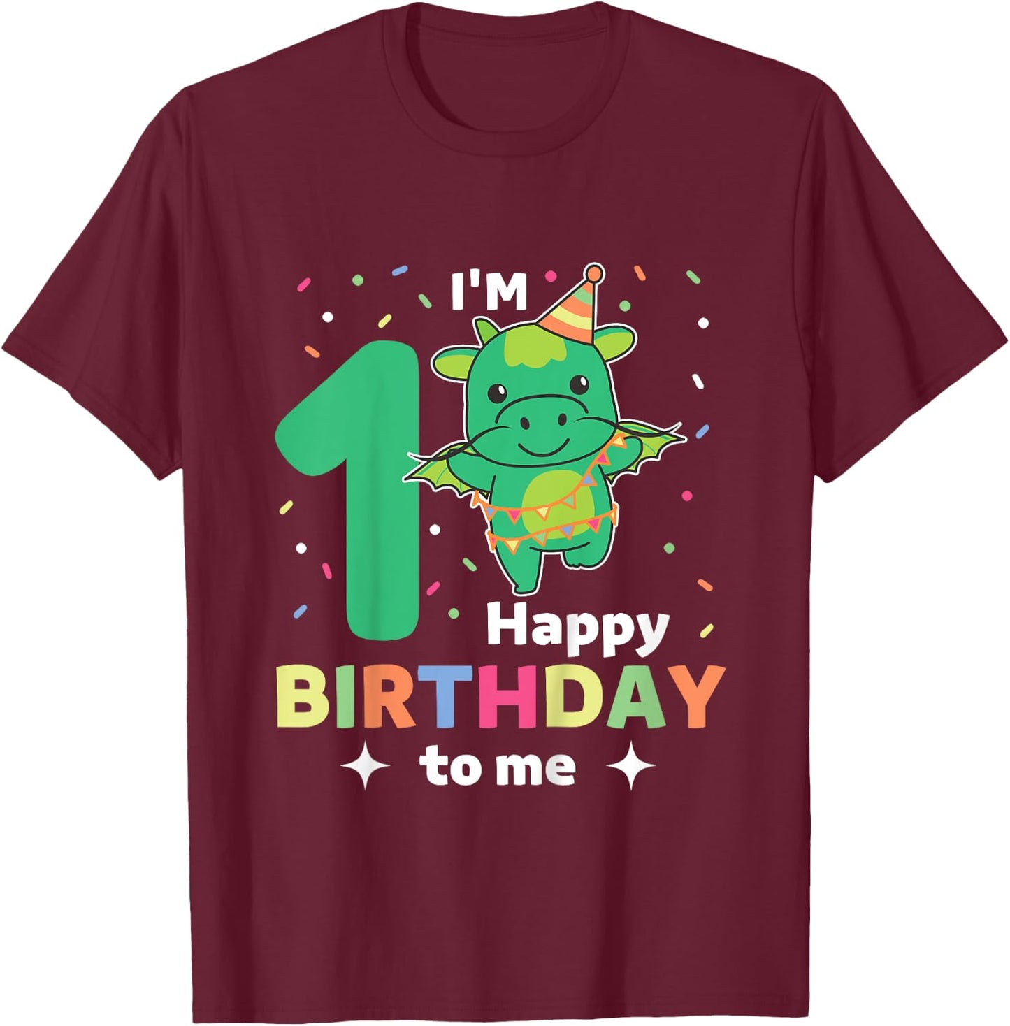 Dragon For 1st Birthday For Children One Year Old Dragon T-Shirt - T-Shirt | Maroon