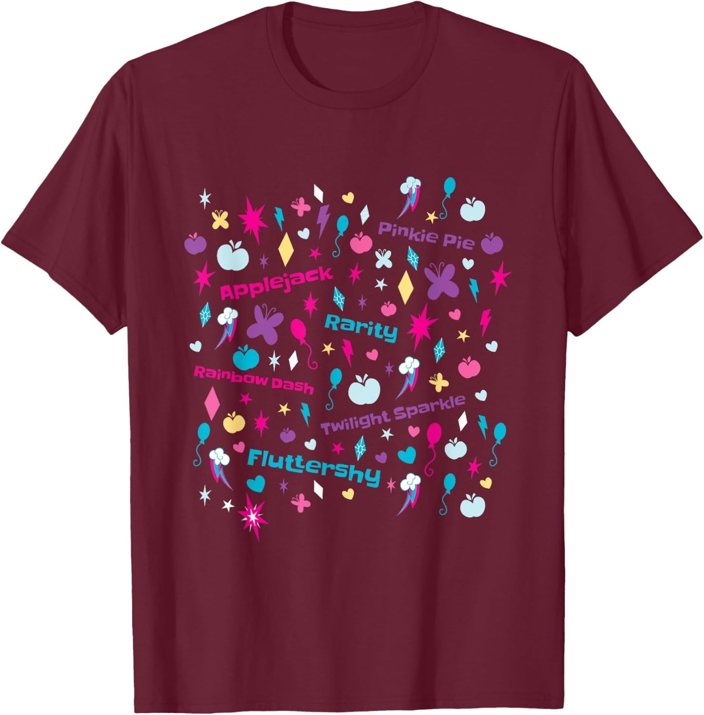My Little Pony Cutie Marks Montage T-Shirt - T-Shirt | Maroon