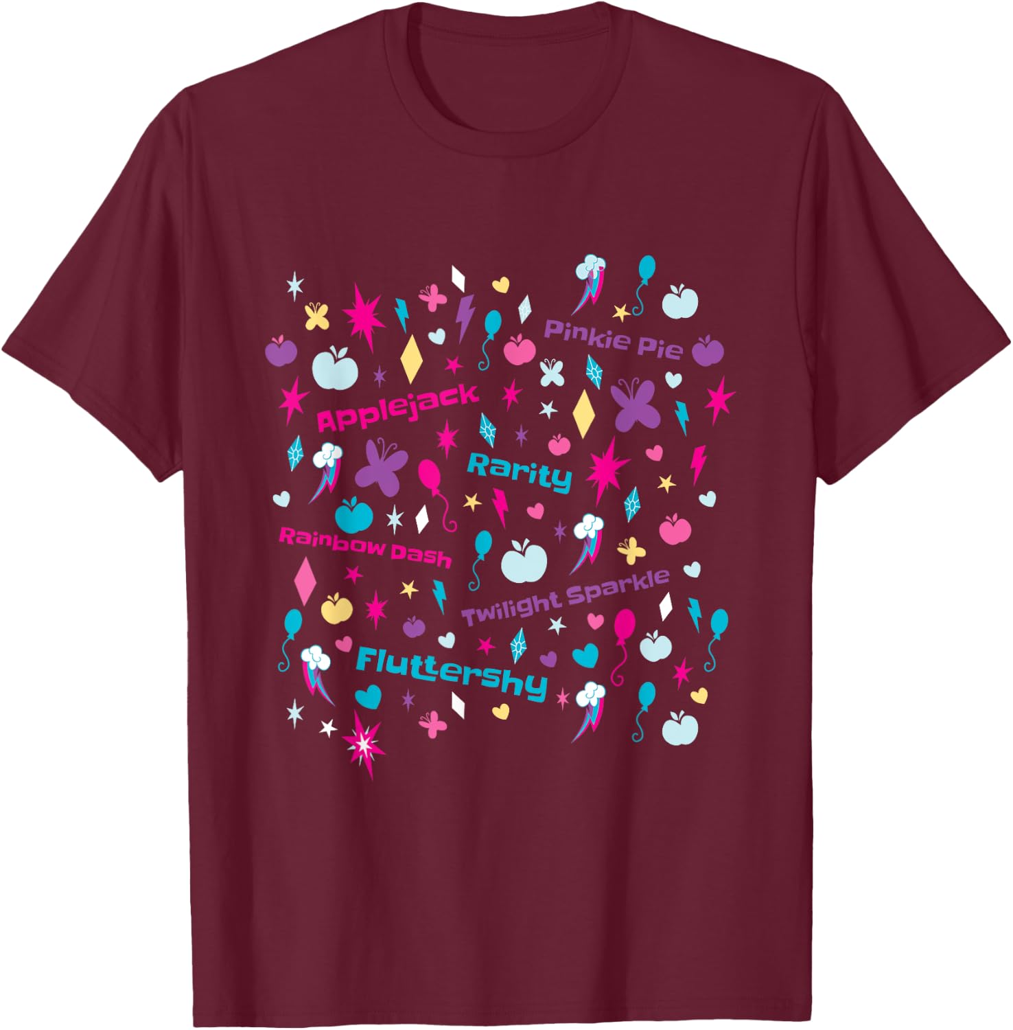 My Little Pony Cutie Marks Montage T-Shirt - T-Shirt | Maroon