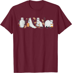 Ghost Cat Nurse ICU RN Pharmacy Tech Fall Halloween Costume T-Shirt - T-Shirt | Maroon