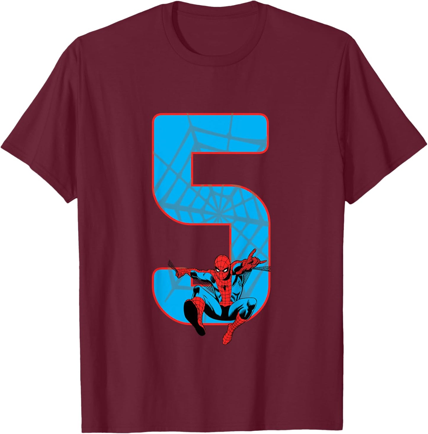 Kids Spider-Man 5 Birthday T-Shirt - T-Shirt | Maroon