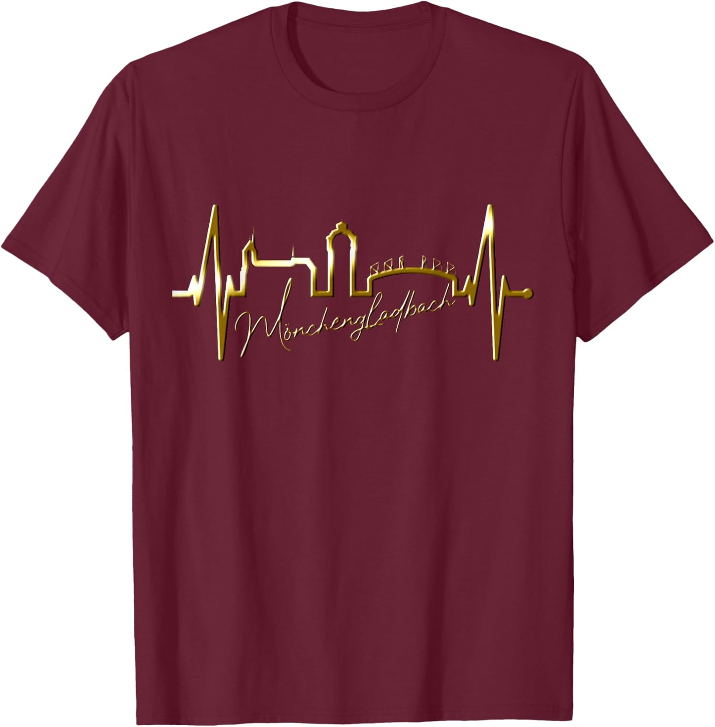 Mönchengladbach Skyline Herzschlag Fan Liebe Mönchengladbach T-Shirt - T-Shirt | Maroon