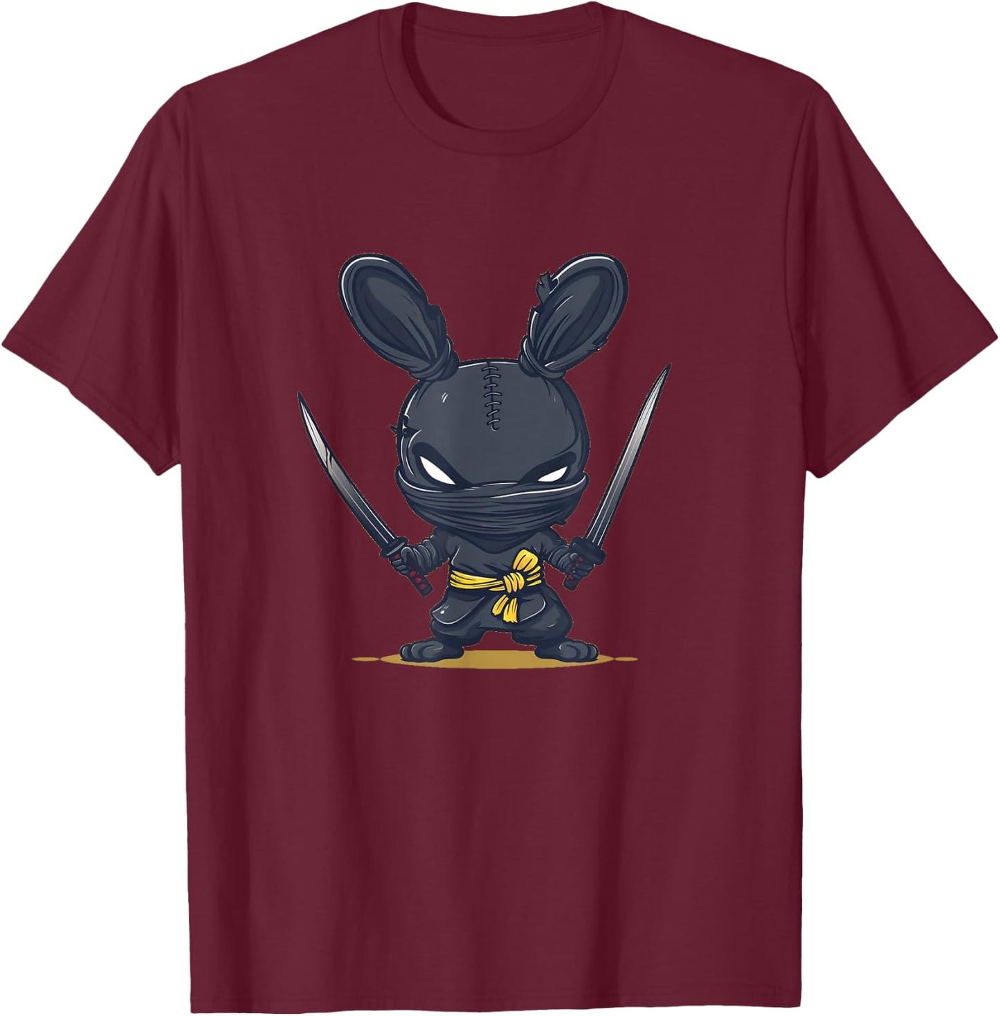 Pretty Ninja Bunny Logo for a Playful and Samurai Vibe T-Shirt - T-Shirt | Maroon