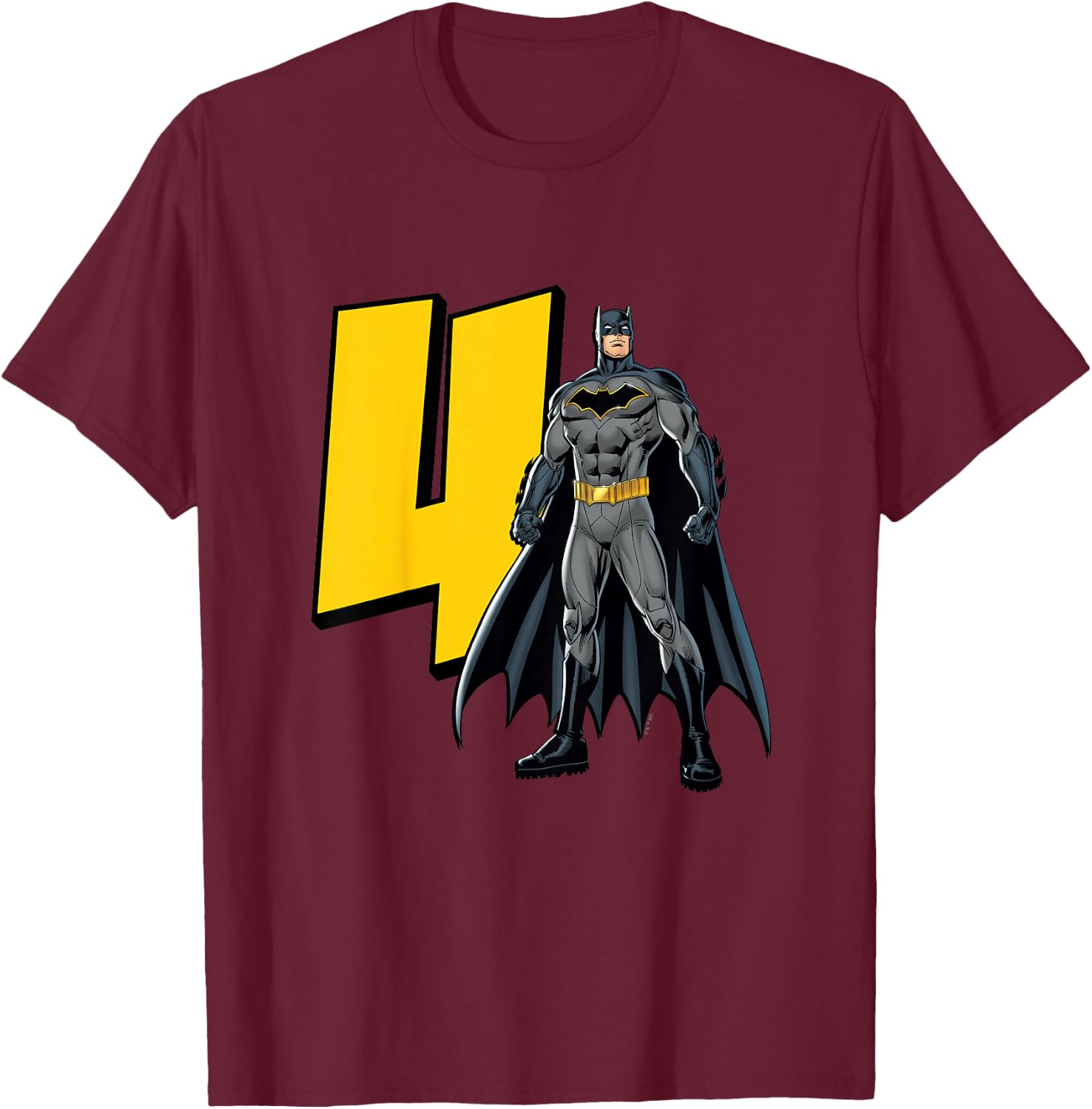 Kids Batman Super Hero 4th Birthday T-Shirt - T-Shirt | Maroon