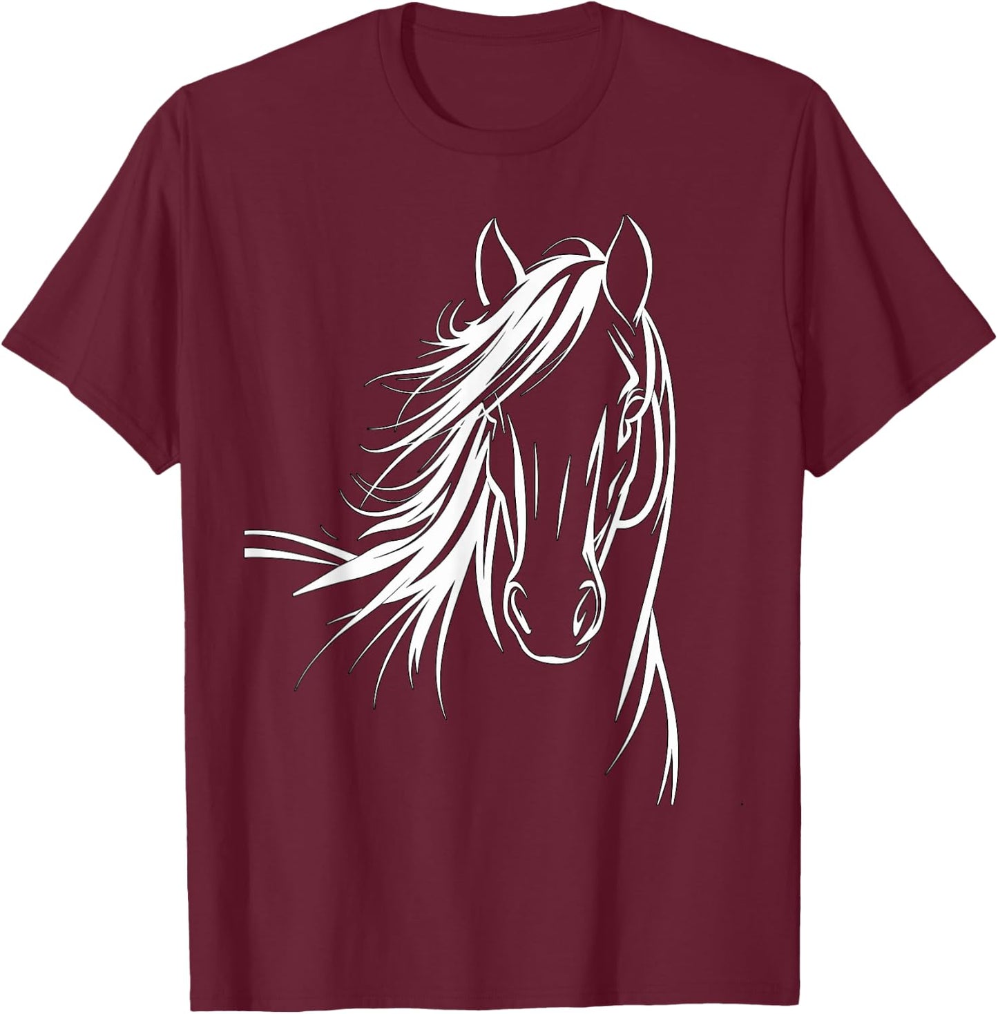 Magical and Funny Horse lover Gifts -Kids, Girls Horse Silhouette Graphic , Black, Small, Short Sleeve T-Shirt - T-Shirt | Maroon