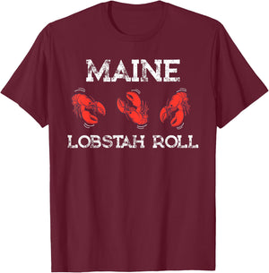 Maine Lobster Roll Funny Lobstah Retro Rolling Lobsters T-Shirt - T-Shirt | Maroon