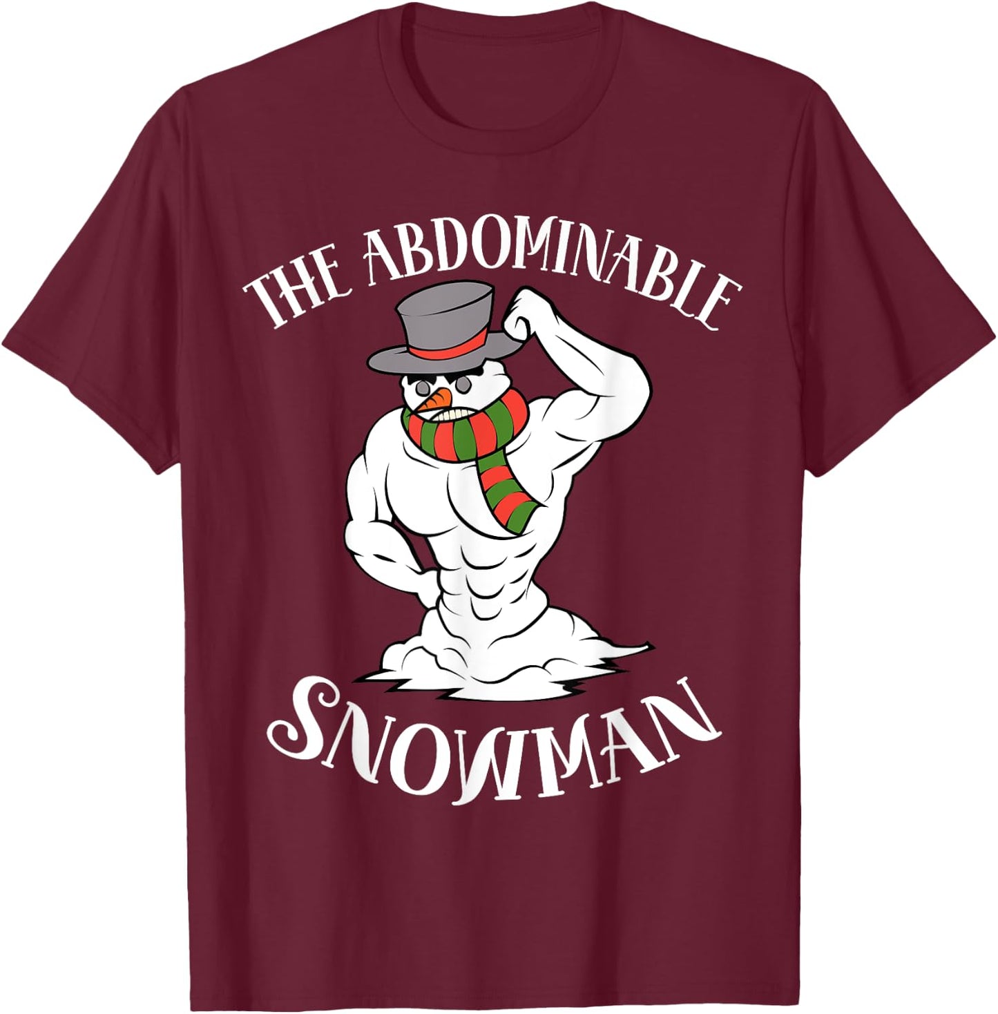 Funny Christmas Workout Xmas Abominal Snowman Abdominal Gift T-Shirt - T-Shirt | Maroon
