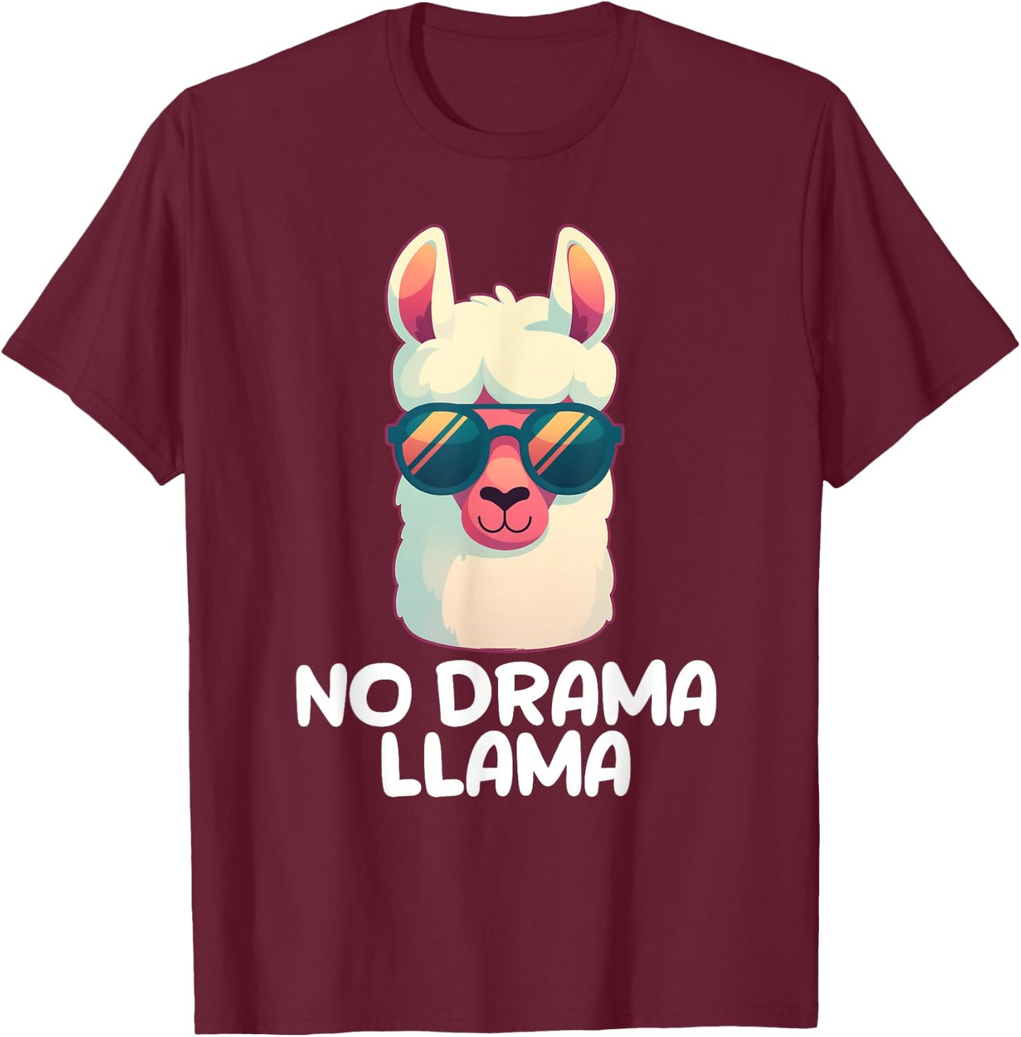 No Drama Llama T-Shirt - T-Shirt | Maroon