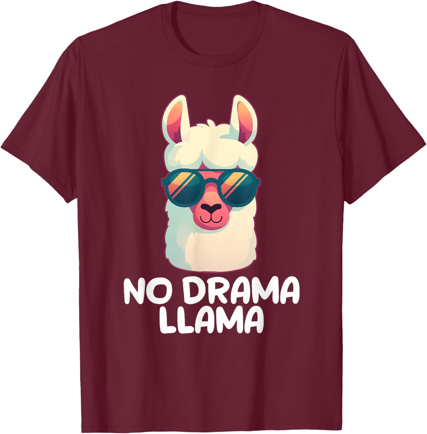 No Drama Llama T-Shirt - T-Shirt | Maroon