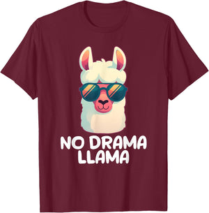 No Drama Llama T-Shirt - T-Shirt | Maroon