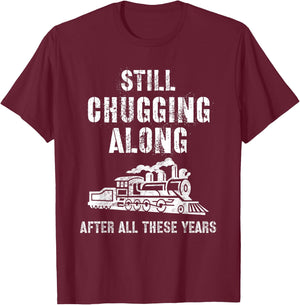 Train Grandpa Retirement Model Train Show Chugging Along T-Shirt - T-Shirt | Maroon
