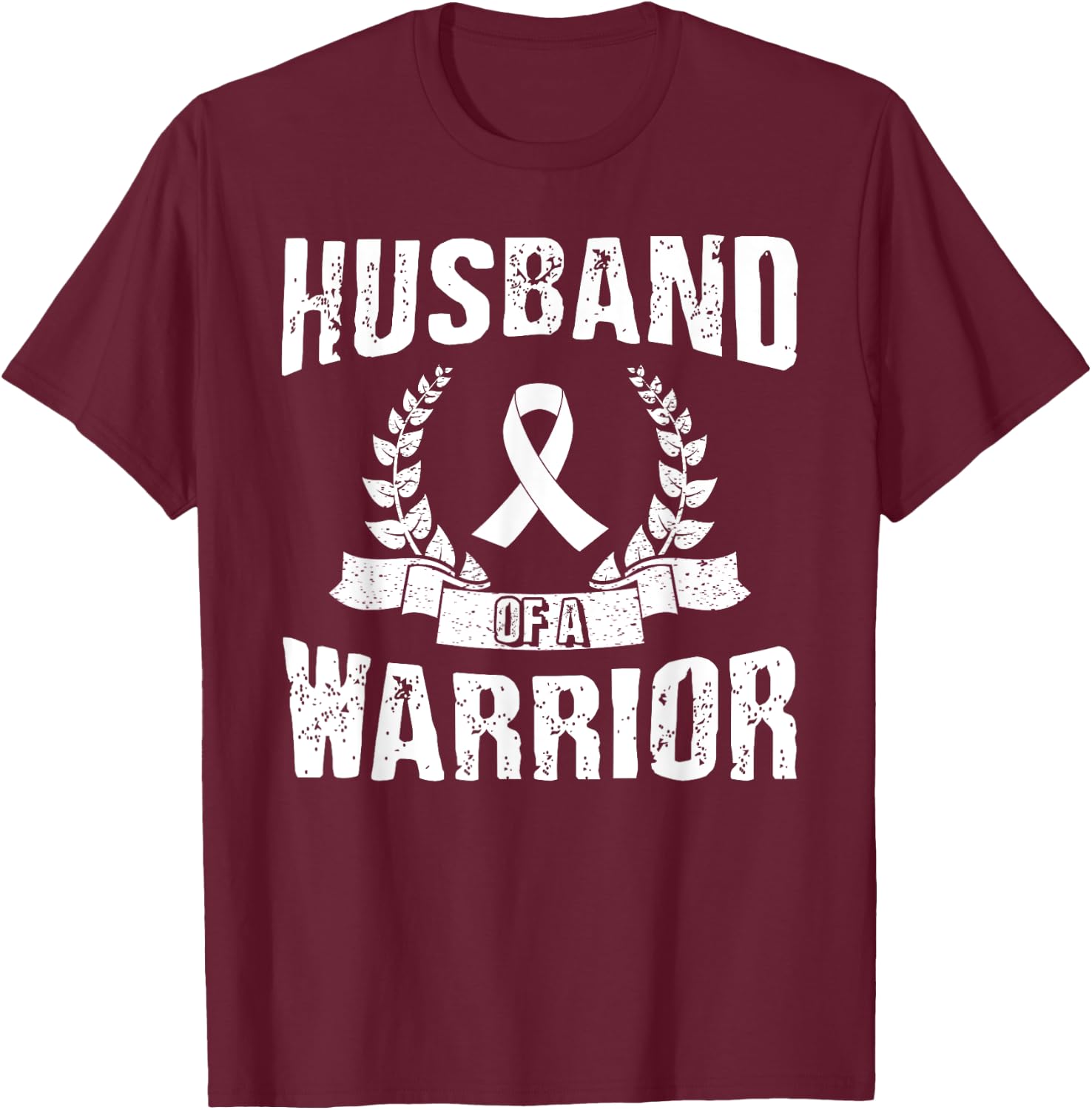 Husband Of A Warrior Lung Cancer Awareness T-Shirt - T-Shirt | Maroon