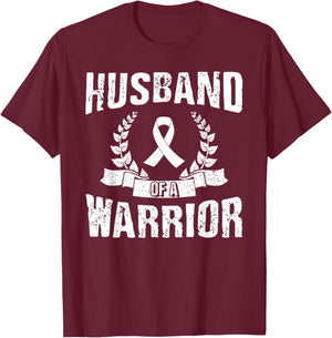Husband Of A Warrior Lung Cancer Awareness T-Shirt - T-Shirt | Maroon